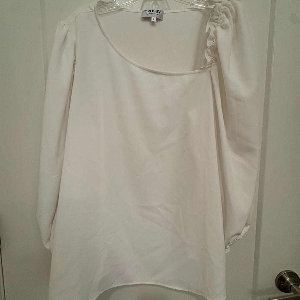 CROSBY by Mollie Burch White Asymmetrical Blouse